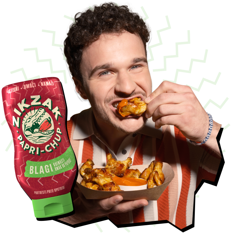 Gospodin jede chicken wingse sa ZikZakom